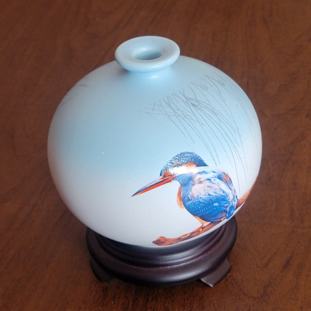 Vintage Spherical porcelain globe vase Birds in Taiwan series Tai-Hwa Pottery - Picture 9 of 16